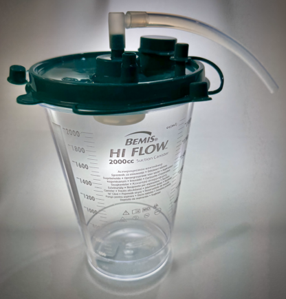 2000cc/ml Reusable Hi-Flow Suction Canister with Snap-on Lid